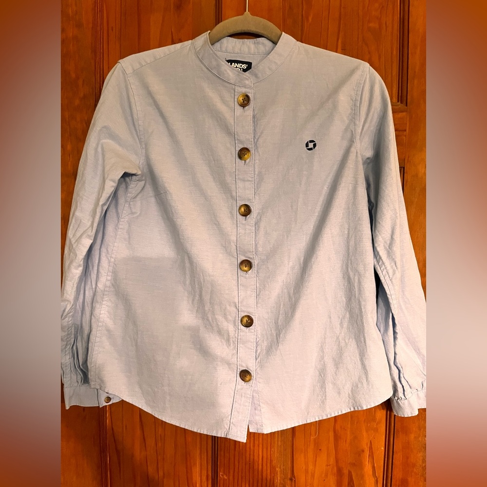 Chase Bank Lands' End Soft Blue V-Neck Top